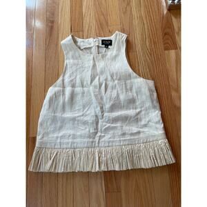 J. Crew Factory Beige Sleeveless Blouse with Pleated Hem